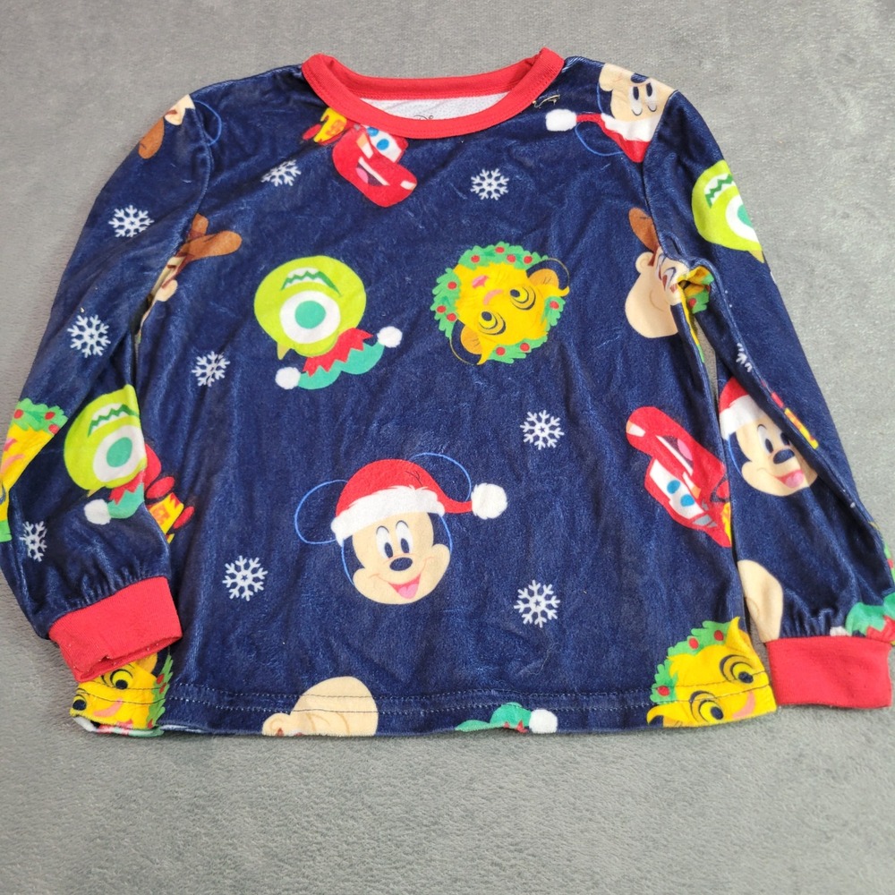 Disney Pajama Top Boys 4/5 Blue Disney 100 Christmas Character Fleece D1003BLLWM